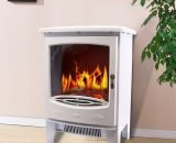Lincsfire - Freestanding Electric Fireplace Home Heater Fireplace Stove Flame Effect 1800W White 409EFS18D3PW 7425650319730