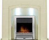 Adamfires - Adam Falmouth Surround Fireplace Stove Fire Heater Heating Suite Flame Chrome - Beige ADF063 5021548006533