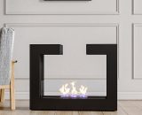 Livingandhome - Rectangular Double Sided Ethanol Fireplace Freestanding, Black PM1038 735940212359