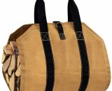 Canvas Log Bag Fireplace Firewood Storage Bag Large Capacity Outdoor Log Holder Waxed Wood Log Holder with Handles Sturdy Wooden Carry Bag, BR-Life LOW025239 9466991870755