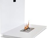 Privatefloor - Modern Wall-Mounted Ethanol Fireplace White Steel - White A39449678 3177617370936