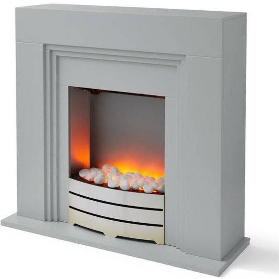 Warmlite - WL45011G 2000W Work Fireplace Suite with Realistic led Flame Effect and Adjustable Thermostat, Grey with Chrome Accents WL45011G 5056462301440