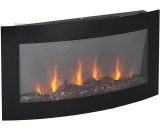 Trueshopping - Electric Wall Mounted Log Effect Fireplace Curved Wide Screen 7 Colour led Flame - Black 5059742062253 5059742062253