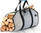 Firewood Bag, Fireplace Log Carrier Waterproof Canvas Log Carrier Tote Wood Carrying Bag for Firewood Foldable Wood Carrier Padded Handles,for Indoor MY003935A1010Y 9368420651372