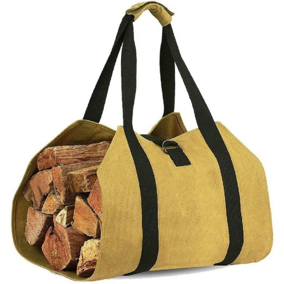 Canvas Firewood Carrier Tote Bag,Fireplace Wood Storage Bag for Camping,Home and More (Brown) MY003915A1010Y 9368420651174