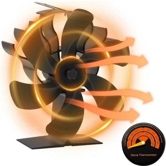 Stove Fan,6 Blade Stove Fan with Thermometer,Wood Stove Fan,Heat Powered Fireplace Fan,Stove Fan,Fireplace Fan,Pellet Stove - Rhafayre QWMM001206 9351729998330