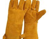 pair 35cm long split cowhide leather welding gloves with foam lining, extra long for tig welders, barbecue, gardening, camping, stove, fireplace BRU-16115 6286582827578
