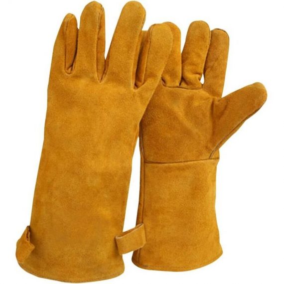 1 pair of 35cm long split cowhide welding gloves with foam liner, extra long for tig welders, barbecue, gardening, camping, stove, fireplace BRU-3483 6292854630692