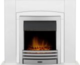 Holden Fireplace in Pure White & Grey/White with Eclipse Electric Fire in Chrome, 39 Inch - Adam 24318 5056126239300