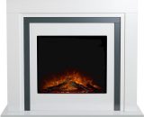 Brentwood Fireplace in Pure White & Grey with Ontario Electric fire, 43 Inch - Adam 24306 5056126239225