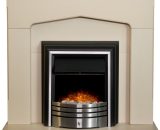Adam Cotswold Fireplace in Stone Effect with York Freestanding Electric Fire in Brushed Steel, 48 Inch 23727 5056126237283