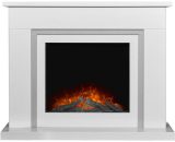 Mayfair White & Grey Marble Fireplace with Ontario Electric Fire, 43 Inch - Adam 23725 5056126237399