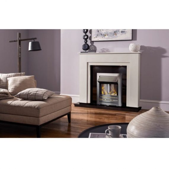 Adam - 48' Melford Marble Fireplace in China White with Granite Back Panel & Hearth with Lights & 1' Rebate 16731 5056126235746