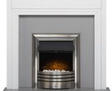 Honley Fireplace in Pure White & Sparkly Grey Marble with Astralis Electric Fire, 48 Inch - Adam 22913 5056126233636