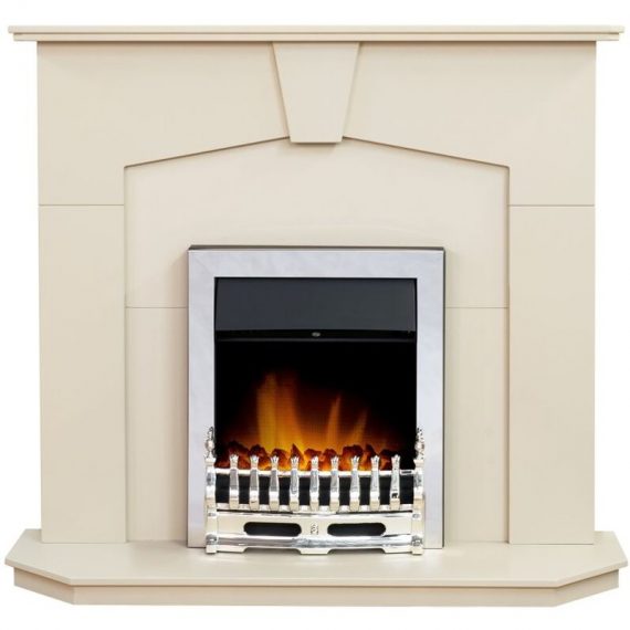 Abbey Fireplace in Stone Effect with Blenheim Electric Fire in Chrome, 48 Inch - Adam 20659 5060031415087