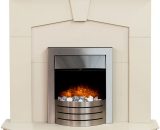Abbey Fireplace in Stone Effect with Comet Electric Fire in Brushed Steel, 48 Inch - Adam 23530 5056126235449