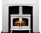 Adam Siena Stove Fireplace in Pure White with Woodhouse Electric Stove in White, 48 Inch 22752 5060180215606
