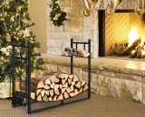 36" Fireplace Log Rack Wood Stacker Stand w/ 4 Tool Set Kindling Holders OP70814 615200214333