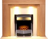 Beaumont Fireplace in Oak & Cream with Elan Electric Fire in Chrome, 48 Inch - Adam 24632 5056126237788