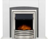 Holden Fireplace in Pure White & Grey/White with Astralis Electric Fire in Chrome, 39 Inch - Adam 24311 5056126239232