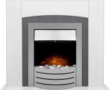 Adam Holden Fireplace in Pure White & Grey/White with Comet Electric Fire in Brushed Steel, 39 Inch 24313 5056126239256
