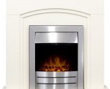 Venice Fireplace in Cream with Colorado Electric Fire in Brushed Steel, 39 Inch - Adam 20382 5060180215453