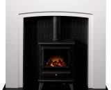 Siena Stove Fireplace in Pure White with Hudson Electric Stove in Black, 48 Inch - Adam 22751 5056126225624