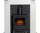 Harrogate Stove Fireplace in Pure White & Black with Hudson Electric Stove in Black, 39 Inch - Adam 20943 5056126234534