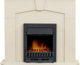 Abbey Fireplace in Stone Effect with Blenheim Electric Fire in Black, 48 Inch - Adam 20656 5021548007295