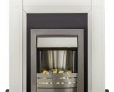 Georgian Fireplace in Pure White with Helios Electric Fire in Brushed Steel, 39 Inch - Adam FPFUT567 8800213302241