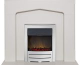 Cotswold Fireplace Suite in Stone Effect with Colorado Electric Fire in Chrome, 48 Inch - Adam FPFUT438 8800213331371