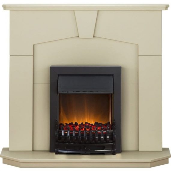 Abbey Fireplace Suite in Stone Effect with Blenheim Electric Fire in Black, 48 Inch - Adam FPFUT446 8800213329781