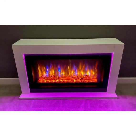 Lumley Electric Fireplace Fire Heater Heating Real Log Effect Lighting - White - Suncrest LUM0025 5060534980730