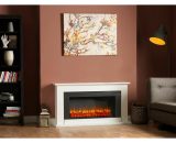 Georgia Electric Fireplace Fire Heater Heating Real Log Effect Remote - White - Suncrest GEO1024 5060534980396
