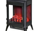 Free standing Electric Fireplace Stove, Fireplace Heater with led Flame Effect, 3-sided Tempered Glass, Overheat Protection, 1000W/2000W, Black 5056534521745 5056534521745