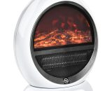 Table Top Electric Fireplace Heater w/ led Flame Rotatable Head White - White - Homcom 5056534522544 5056534522544