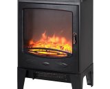 HOMCOM Electric Heater Safe Fireplace Freestanding w/Artificial Flame Effect - Black 5056029845592 5056029845592
