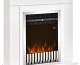 1kW/2kW Electric Fireplace Suite w/ Remote Control Timer Safe Cut-Off - White - Homcom 5056534525385 5056534525385