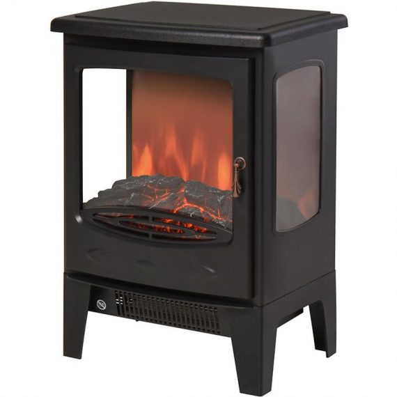 900W/1800W Freestanding Electric Fireplace w/ Adjustable Artificial Flame - Black - Homcom 5056399111846 5056399111846