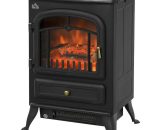 Fireplace Stove Heater Log Burning Flame Electric 950/1850W Living Room - Black - Homcom 5055974831988 5055974831988