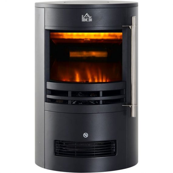Fireplace Electric Heater Stove w/ Thermostat Control Black Freestanding - Black - Homcom 5056029801475 5056029801475