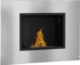Wall Mounting Bio Ethanol Fireplace Heater with 1.5L Tank, Silver - Silver - Homcom 5056534593674 5056534593674