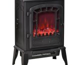 Freestanding Electric Fireplace Heater w/ Realistic Flame Effect Black - Black - Homcom 5056534521363 5056534521363