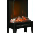 HOMCOM 180° Charming Electric Fireplace Heater, Quiet Freestanding Stove, Black - Black 5056602904692 5056602904692
