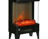 Freestanding Electric Fireplace Heater w/ led Screen & Remote, Black - Black - Homcom 5056602906764 5056602906764