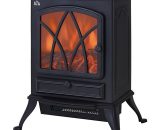 Free Standing Fireplace Flame Effect Electric Heater Log Burning Black - Black - Homcom 5060348509523 5060348509523