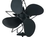 4-blade heat conduction fireplace fan, environmental protection and energy saving,Black - Black W14967B 787830130267