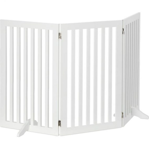 Relaxdays - Wooden Safety Barrier, Adjustable Gate for Dogs & Children, Fireplace & Oven, 91.5x154cm, White 10027513_1088_GB 4052025923600