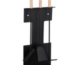 Modern Fireplace Set, 4-Piece Companion Tools, Shovel, Broom, Poker and Stand, Black - Relaxdays 10028788_0_GB 4052025287887