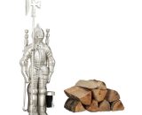 Modern Cast Iron Fire Irons. 4-Piece Fireplace Companion Set with Shovel, Broom, Poker and Rack, Silver - Relaxdays 10022289_0_GB 4052025222895